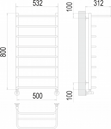 Полка П8 500х800  Полотенцесушитель  TERMINUS Орск - фото 3