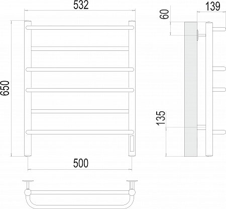 Евромикс П6 500х650 Электро (quick touch) Полотенцесушитель  TERMINUS Орск - фото 3