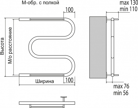 М-обр с/п AISI 32х2 500х400 Полотенцесушитель  TERMINUS Орск - фото 3