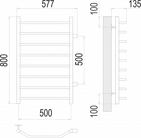 Виктория П8 500х800 бп500 Полотенцесушитель  TERMINUS Орск - фото 3