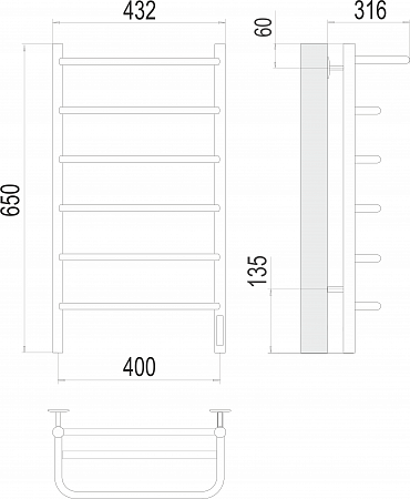 Полка П6 400х650 Электро (quick touch) Полотенцесушитель  TERMINUS Орск - фото 3
