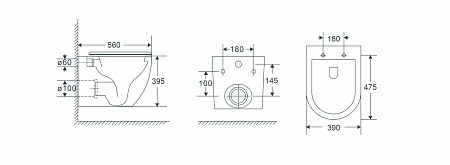 Подвесной унитаз безободковый Terminus Енисей Monolit 560х390 белый Орск - фото 8
