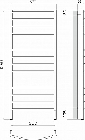 Классик П12 500х1250 Электро (quick touch) Полотенцесушитель TERMINUS Орск - фото 3