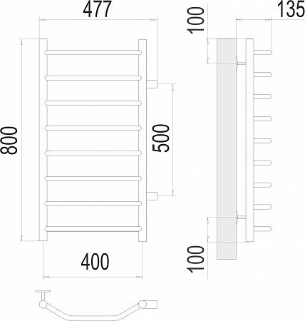 Виктория П8 400х800 бп500 Полотенцесушитель  TERMINUS Орск - фото 3