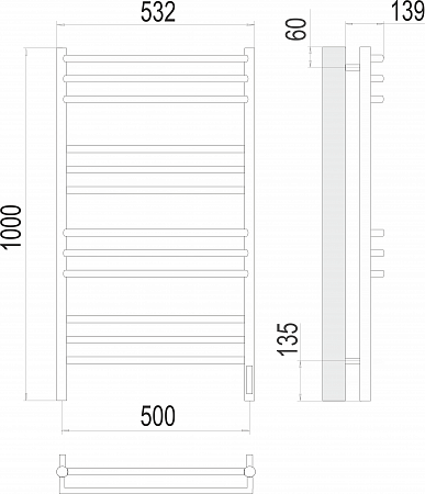 Прато П12 500х1000 электро (sensor quick touch) Полотенцесушитель  TERMINUS Орск - фото 3