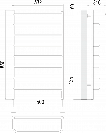 Полка П8 500х850 Электро (quick touch) Полотенцесушитель  TERMINUS Орск - фото 3