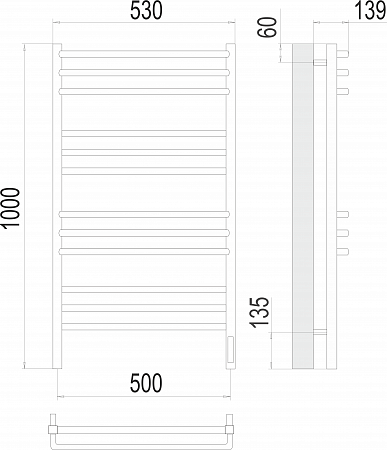 Соренто П12 500х1000 электро (sensor quick touch) Полотенцесушитель  TERMINUS Орск - фото 3