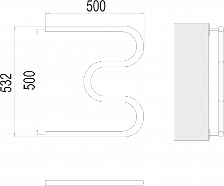 М-обр AISI 32х2 500х500 Полотенцесушитель  TERMINUS Орск - фото 3