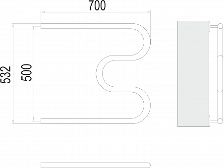 М-обр AISI 32х2 500х700 Полотенцесушитель  TERMINUS Орск - фото 3