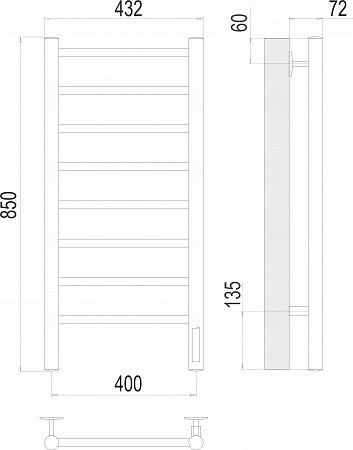 Аврора П8 400х850 Электро (quick touch) Полотенцесушитель  TERMINUS Орск - фото 3