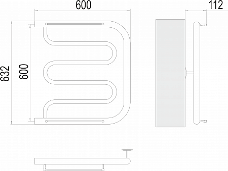 Фокстрот БШ 600х600 Полотенцесушитель TERMINUS Орск - фото 3