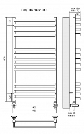 Рид П13 500х1000 Полотенцесушитель  TERMINUS Орск - фото 3