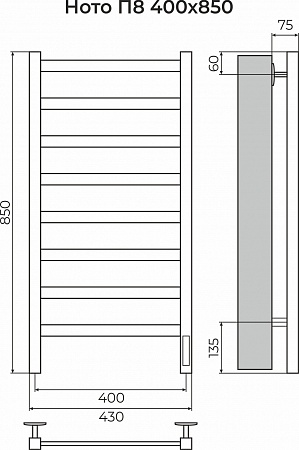 Ното П8 400х850 Электро (quick touch) Полотенцесушитель TERMINUS Орск - фото 3