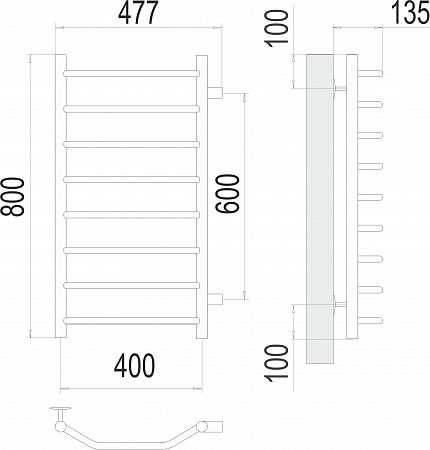 Виктория П8 400х800 бп600 Полотенцесушитель  TERMINUS Орск - фото 3