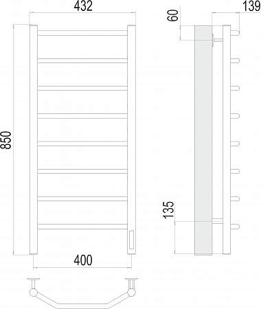 Виктория П8 400х850 Электро (quick touch) Полотенцесушитель  TERMINUS Орск - фото 3