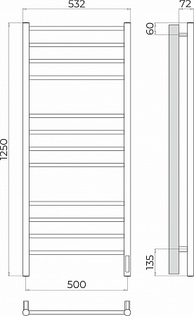 Аврора П12 500х1250 Электро (quick touch) Полотенцесушитель TERMINUS Орск - фото 3