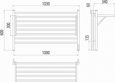 Горизонт П8 1000х600 электро КС ЧЕРНЫЙ МУАР (sensor quick touch) Полотенцесушитель TERMINUS Орск - фото 5