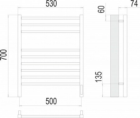 Сицилия П9 500х700 электро (sensor quick touch) Полотенцесушитель TERMINUS)  Орск - фото 3